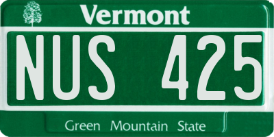 VT license plate NUS425