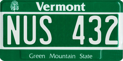 VT license plate NUS432