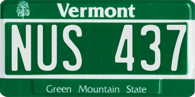 VT license plate NUS437