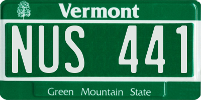 VT license plate NUS441