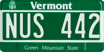 VT license plate NUS442