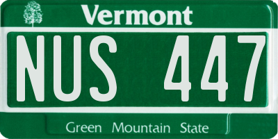 VT license plate NUS447
