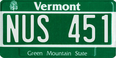 VT license plate NUS451