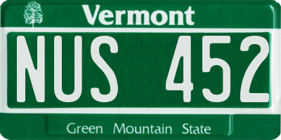 VT license plate NUS452