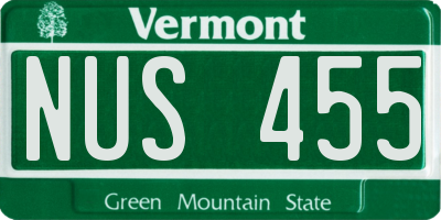 VT license plate NUS455