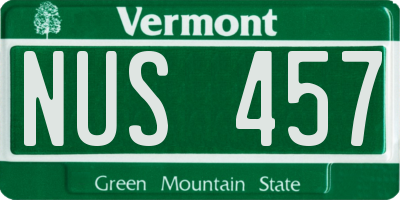 VT license plate NUS457