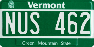 VT license plate NUS462