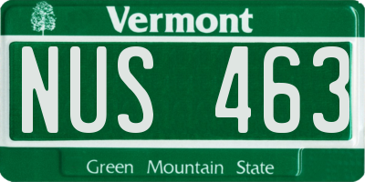 VT license plate NUS463