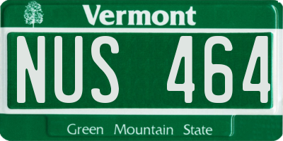 VT license plate NUS464