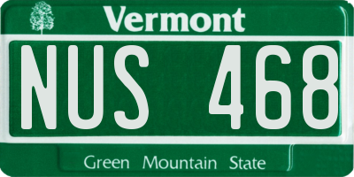 VT license plate NUS468