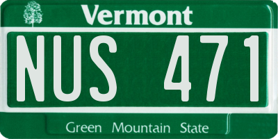 VT license plate NUS471