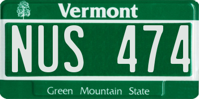 VT license plate NUS474