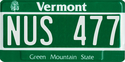 VT license plate NUS477
