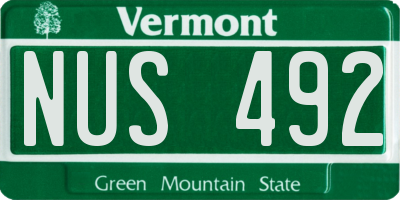 VT license plate NUS492