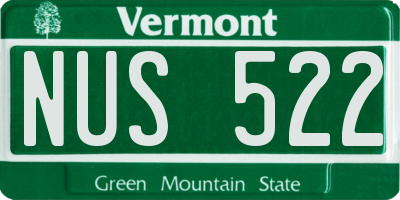 VT license plate NUS522