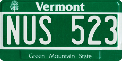 VT license plate NUS523