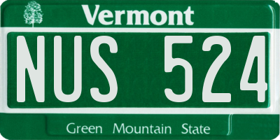VT license plate NUS524