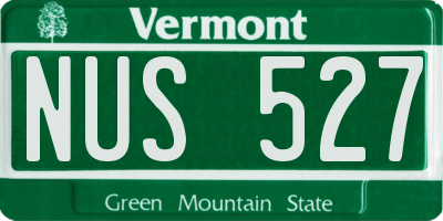 VT license plate NUS527