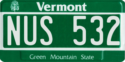 VT license plate NUS532