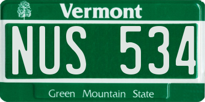 VT license plate NUS534