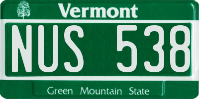 VT license plate NUS538