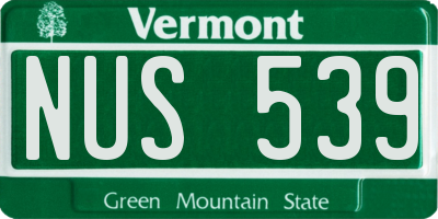 VT license plate NUS539
