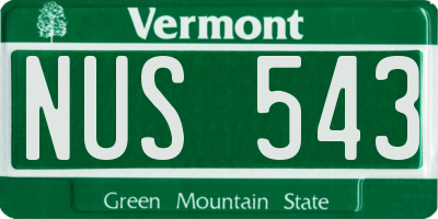 VT license plate NUS543