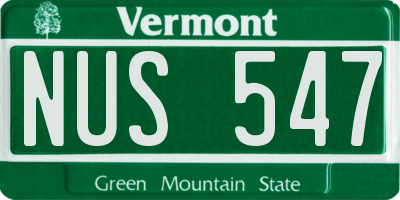 VT license plate NUS547