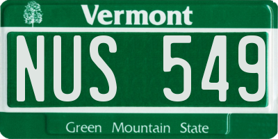 VT license plate NUS549