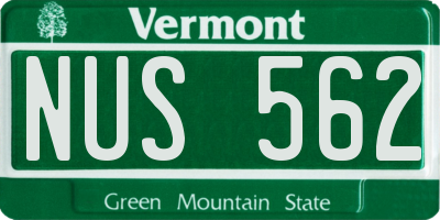 VT license plate NUS562