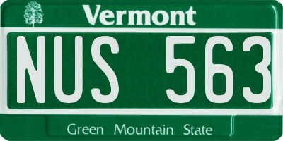 VT license plate NUS563