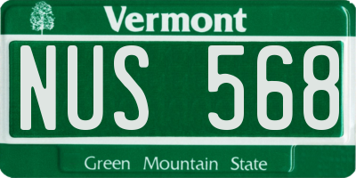 VT license plate NUS568