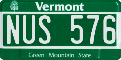 VT license plate NUS576