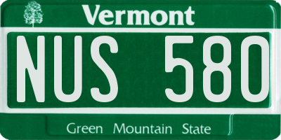 VT license plate NUS580