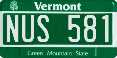 VT license plate NUS581