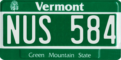 VT license plate NUS584