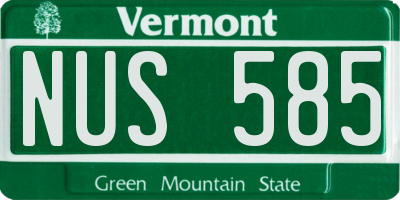 VT license plate NUS585