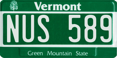 VT license plate NUS589
