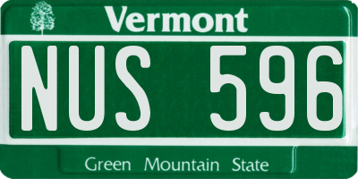 VT license plate NUS596