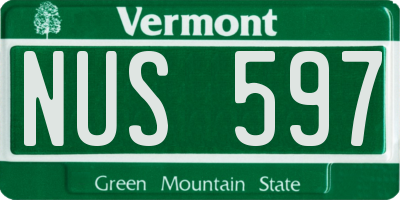VT license plate NUS597