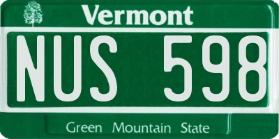 VT license plate NUS598
