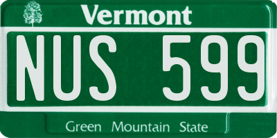 VT license plate NUS599