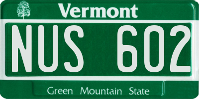 VT license plate NUS602