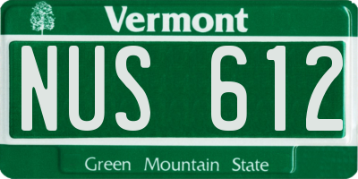 VT license plate NUS612