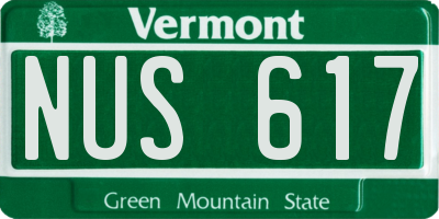 VT license plate NUS617