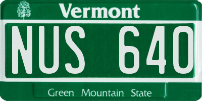 VT license plate NUS640