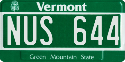 VT license plate NUS644