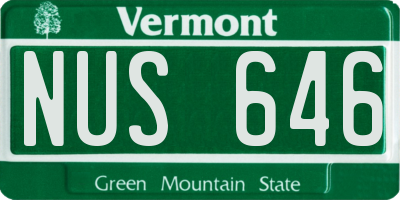 VT license plate NUS646