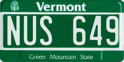 VT license plate NUS649