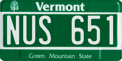 VT license plate NUS651
